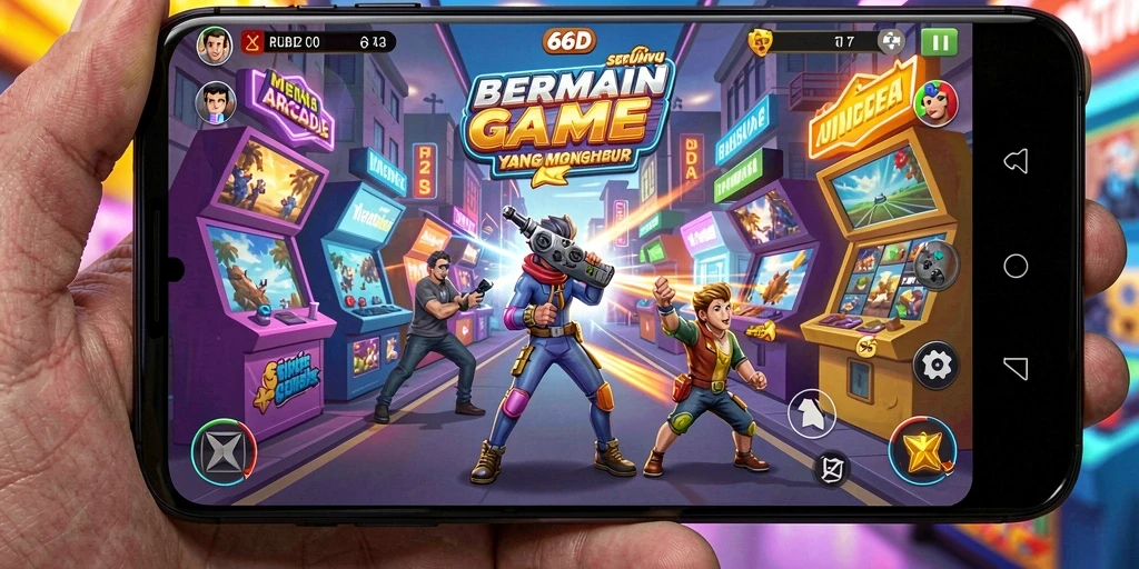 Tangkapan layar 66D menampilkan momen gameplay menegangkan di level arcade.