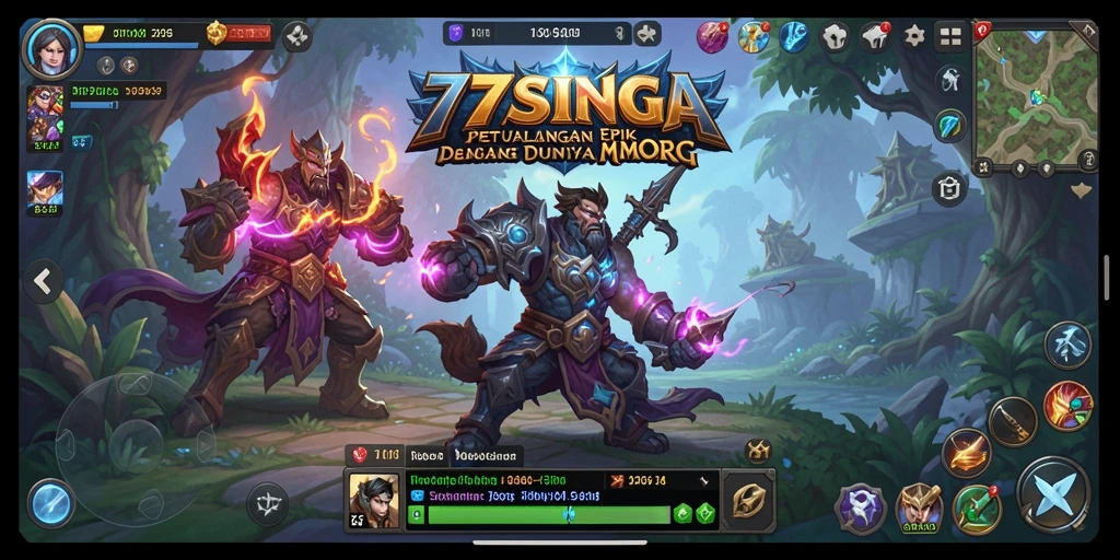 Tampilan gameplay menakjubkan dari 77SINGA yang menyuguhkan petualangan MMORPG.