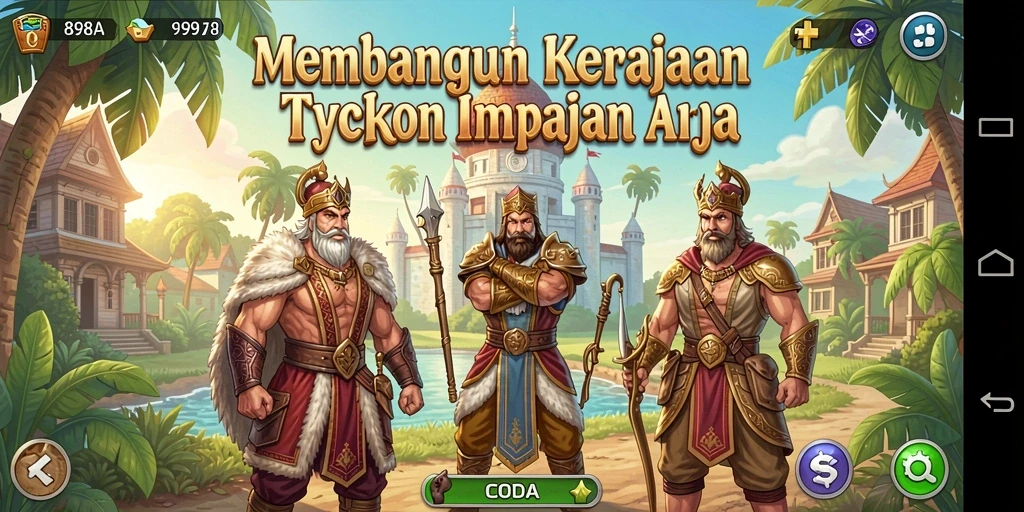 Tampilan layar permainan 898A yang menunjukkan pengelolaan perusahaan Tycoon.