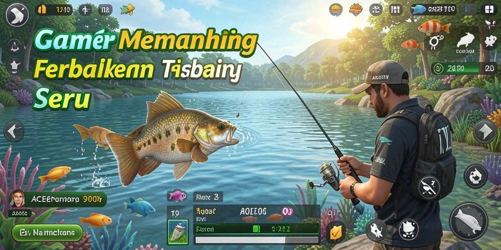 Tampilan gameplay ACEPARTY dengan aksi memancing yang seru.