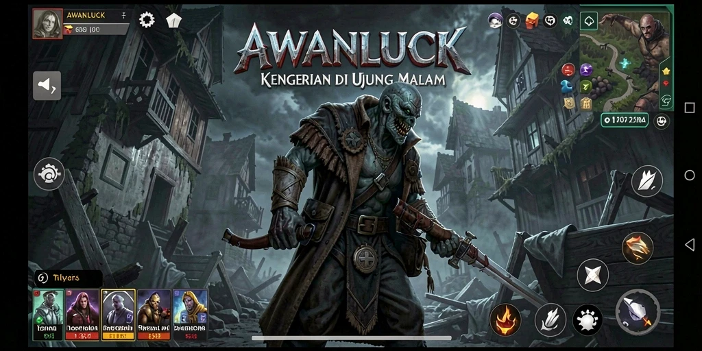 Screenshot AWANLUCK menunjukkan momen menegangkan di dunia kegelapan.