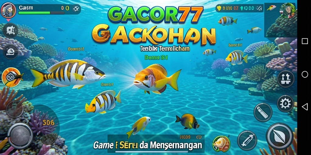 Screenshot utama GACOR77 menampilkan aksi seru dalam gameplay Tembak Ikan.