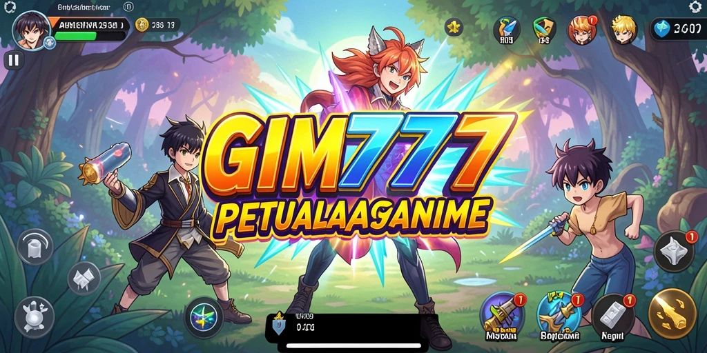 Tampilan gameplay GIM777 yang penuh warna dan karakter anime.