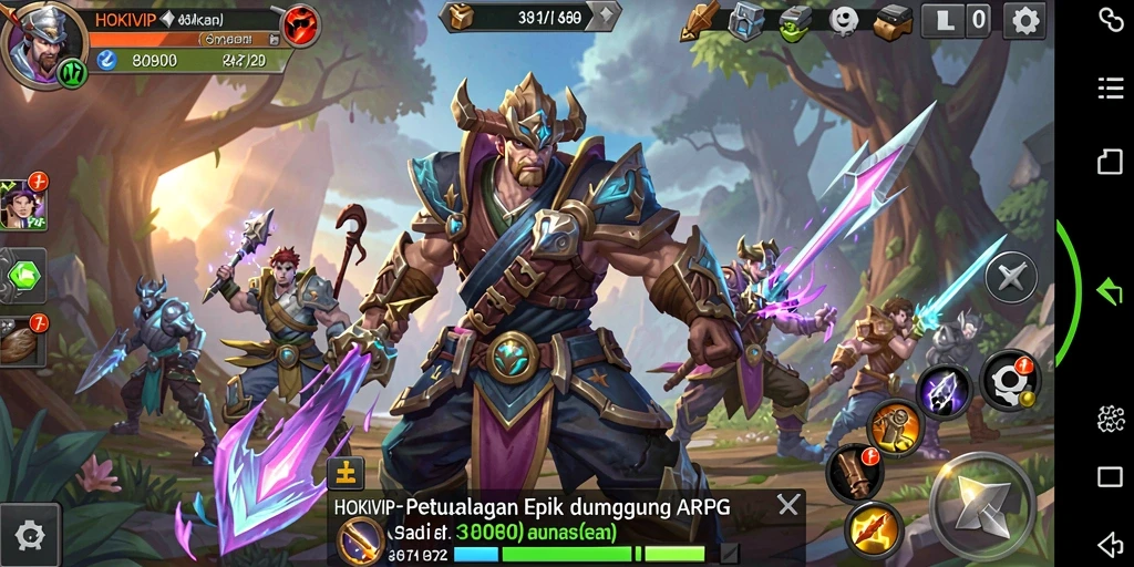Tampilan gameplay HOKIVIP yang menakjubkan dalam petualangan ARPG.