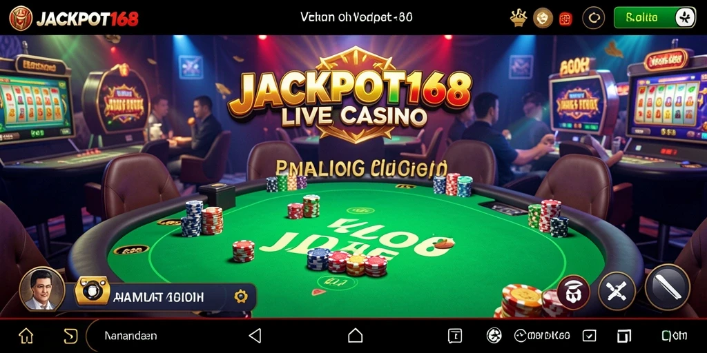 Screenshot utama dari JACKPOT168 yang menunjukkan gameplay Live Casino yang seru.