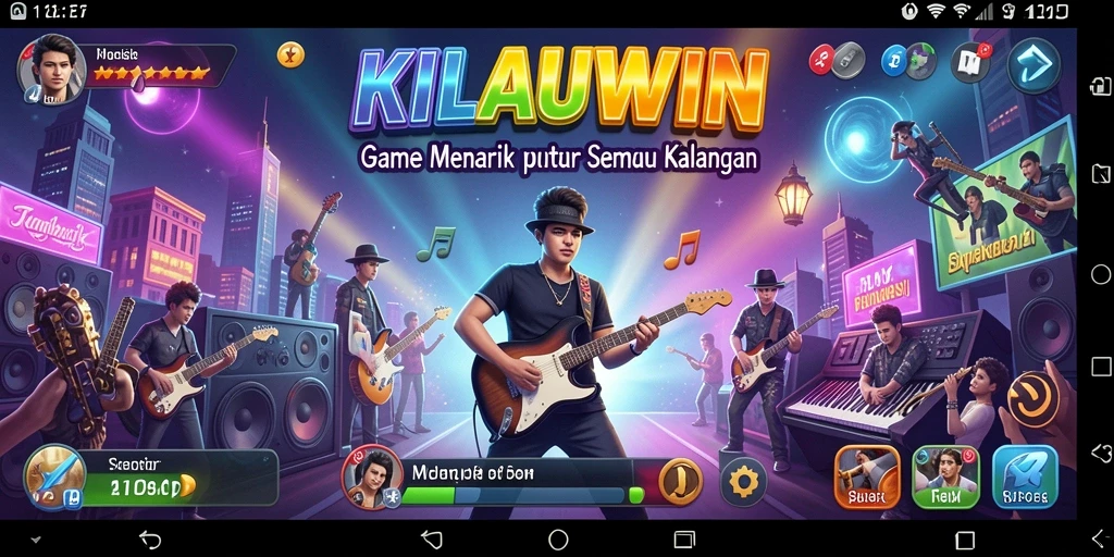 Tampilan gameplay KILAUWIN dengan berbagai fitur musik menarik.