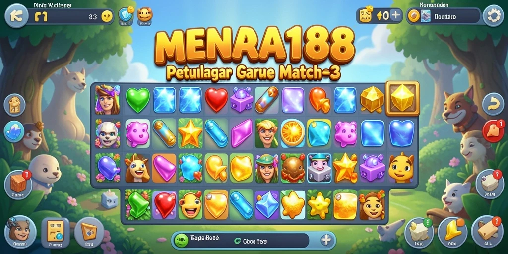 Tangkapan layar MENARA188 menunjukkan aksi mencocokkan permata yang mengasyikkan.