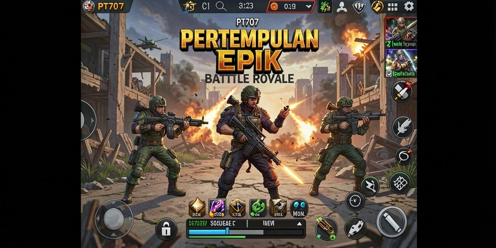 Gameplay intens dalam Battle Royale PT707 dengan aksi menarik.