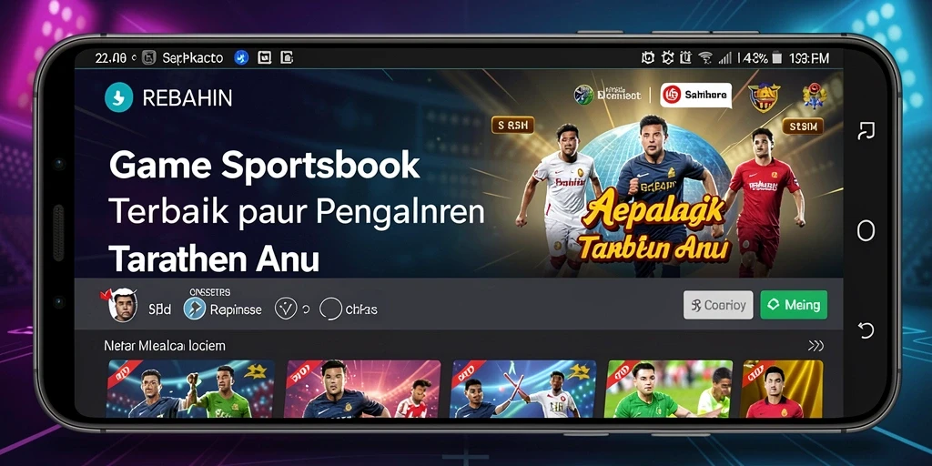 Screenshot gameplay utama REBAHIN menampilkan taruhan pada pertandingan olahraga.