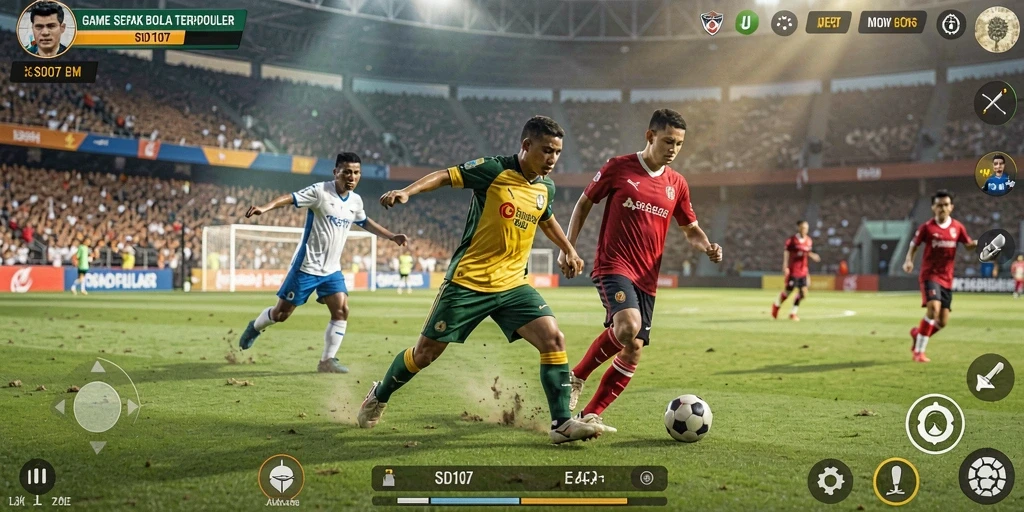 Tampilan gameplay sepak bola SD107 yang menarik dan memukau.