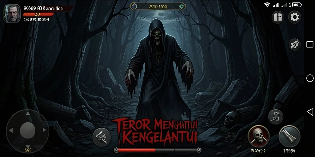 Tampilan gameplay T9999 yang menegangkan dengan suasana mencekam.