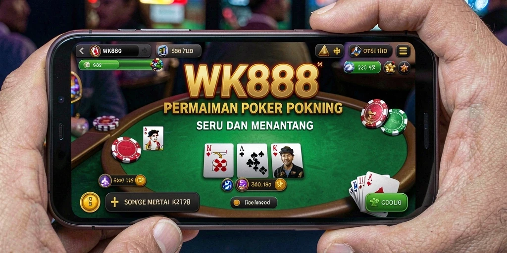 Tampilan gameplay Poker yang menegangkan dan interaktif di WK888.