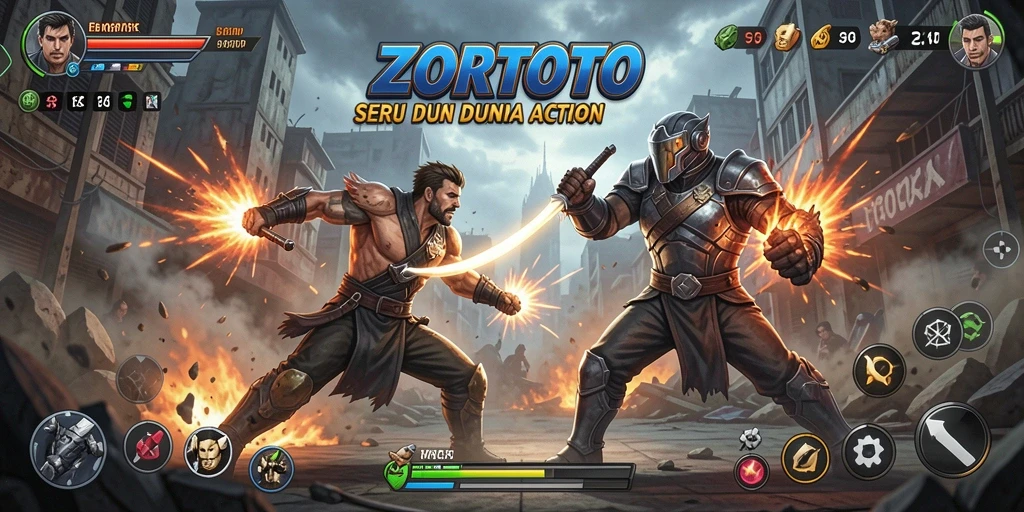 Tampilan gameplay seru ZORTOTO dalam pertarungan aksi.
